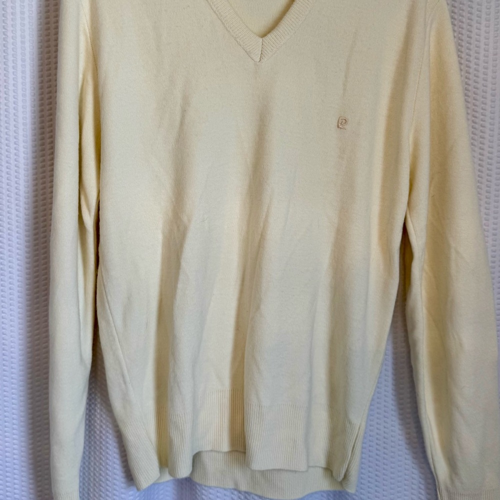 Pierre Cardin Men's Light Cream V-Neck Sweater